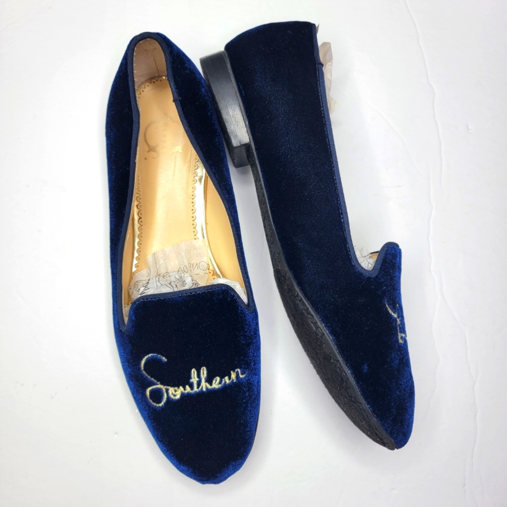 C Wonder "Southern Belle" Navy Velvet Loafers Size 8.5